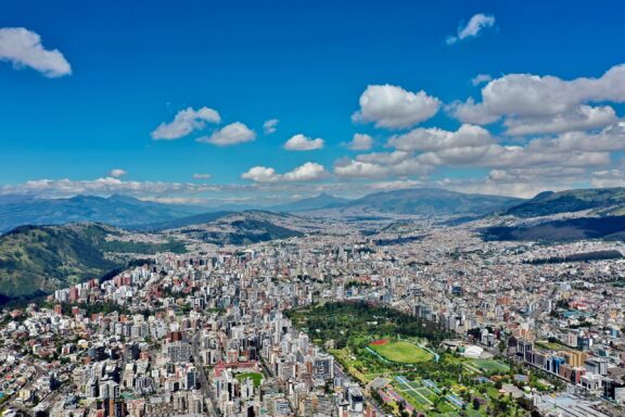 Aerial View of Quito City with Clouds Aerial view of Quito