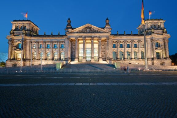 The reichstag in berlin at night