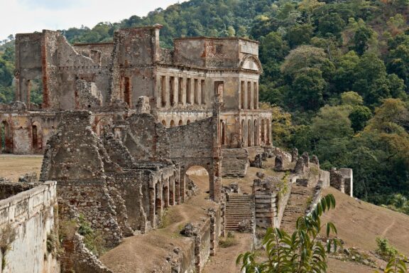 Ruins of Sans-Souci Palace in Natural Surroundings The Sans-Souci Palace, constructed between 1810 and 1813