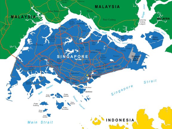 Map of Singapore and surrounding waters.