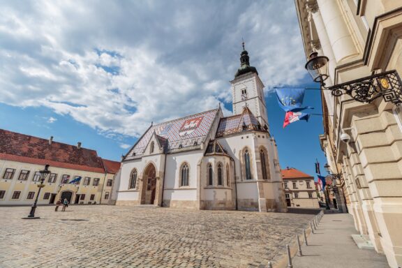 St. Mark's Church in Zagreb on a Sunny Day St. Mark's Church in Zagreb dates back to the 13th century