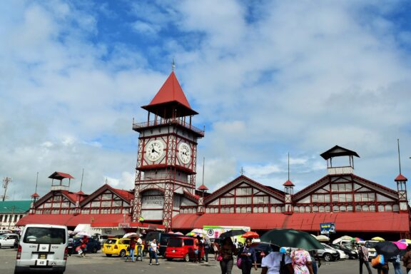 Stabroek Market with Clock Tower pre-independence era Stabroek Market in Georgetown