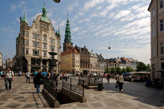 Crowded Street in Copenhagen Stroget copenhagen