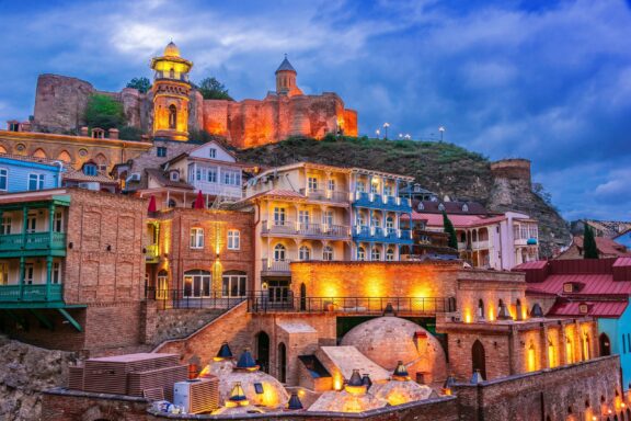 Tbilisi Old Town at Twilight View of the Tbilisi Old Town where Tbilisi was founded