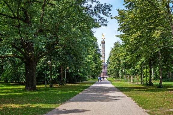 View of Victory Column (Siegessäule) from Tiergarten Park