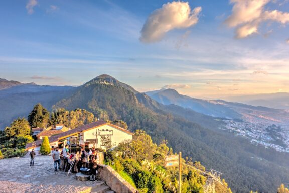 Visitors Enjoying Scenic Overlook at Monserrate Park View from Monseratte park in Bogota