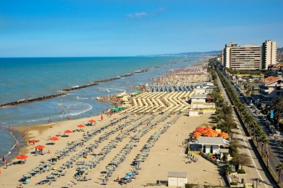 View of the adriatic coastline at Montesilvano, Italy.