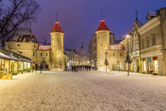 Tallinn's Viru Gate at Twilight Viru Gate in Tallinn
