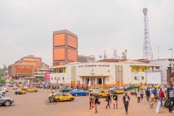 Locals Commuting in Yaoundé City Center Yaoundé centre/cameroon 15/02/2020 : view on the old building