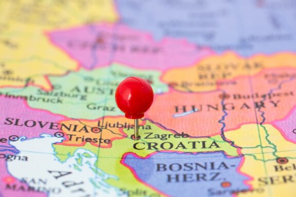 Map Pin Pointing to Zagreb, Croatia Location of Zagreb, capital of Croatia on the map