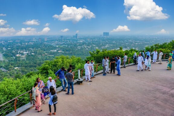Visitors at Daman-e-Koh Viewpoint Overlooking City The Daman-e-Koh viewpoint