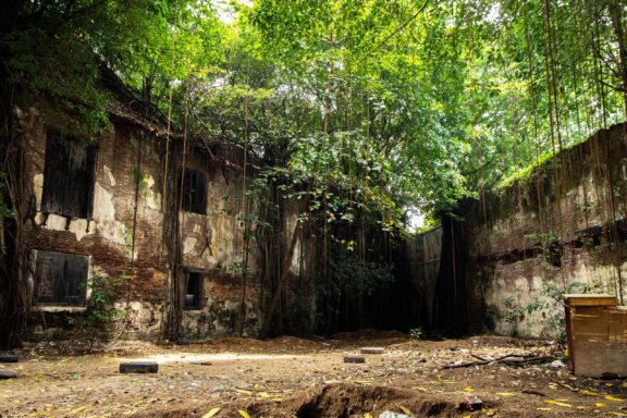 Overgrown Ruins of an Abandoned Castle Abandoned Fort Batavia in Jakarta