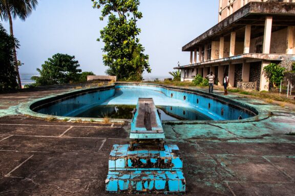Abandoned Hotel with Empty Pool Pool in the abandoned Ducor Hotel, Monrovia