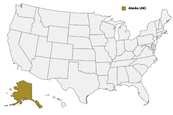 The State of Alaska highlighted on the US map.