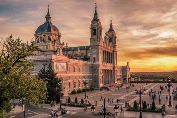 Cathedral at Sunset he Almudena Cathedral, or Santa María la Real de La Almudena