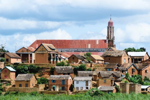 Rural Landscape with Church and Houses Ambohimanga Hill UNESCO World Heritage site