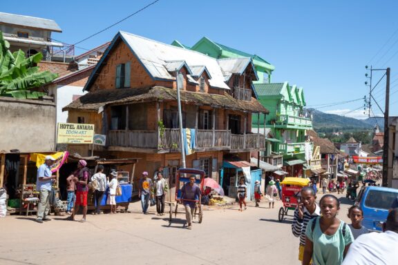 Crowded streets in the city of Antananarivo