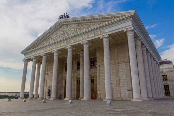Classical Architecture of Astana Opera House Facade Astana Opera House, inspired by classical Greek and Roman architecture designs