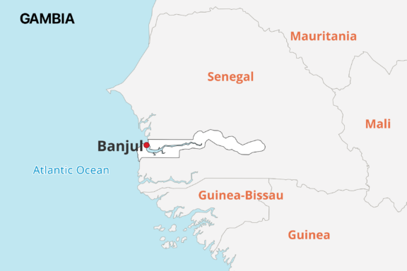 Banjul gambia capital city with neighboring country Senegal.