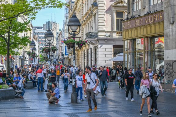 Crowded streets in Belgrade