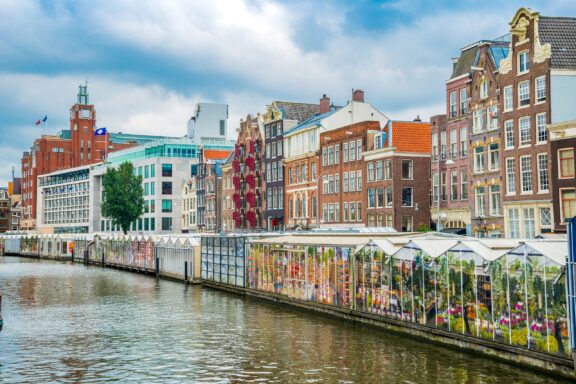 Bloemenmarkt, known as the world's only floating flower market.