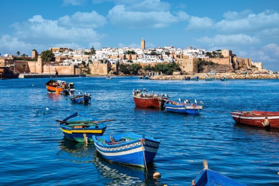 Boats near the harbor of Rabat on the Bou Regreg River