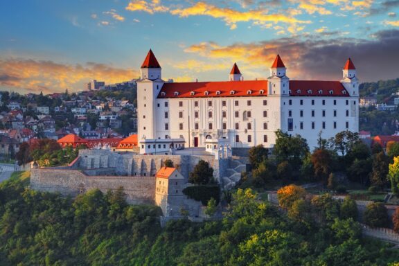 Bratislava Castle, destroyed by a large fire in 1811, was left in ruins until the mid-20th centur