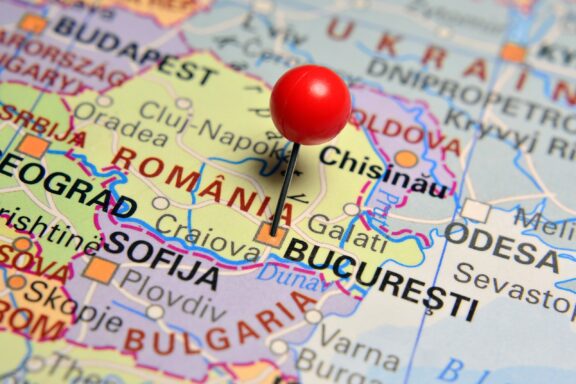 Location Pin on Bucharest Map Pinned location of București, România