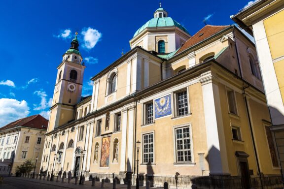 Ljubljana Cathedral, dedicated to Saint Nicholas, the patron saint of fishermen and boatmen