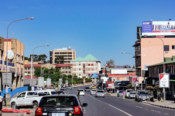 Downtown Street Scene in Maseru, Lesotho The Central Business District in Maseru