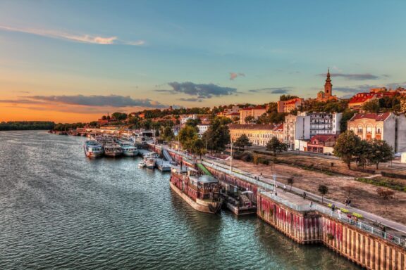 Port in Belgrade on the Danube River