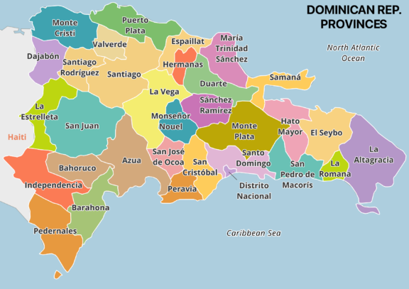 Dominican republic regions by mappr map