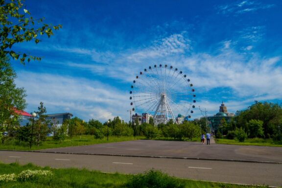 Ferris Wheel in Park on a Sunny Day Ferris Wheel in the DUman Entertainment Center