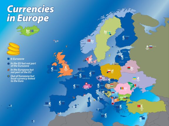 European currencies map