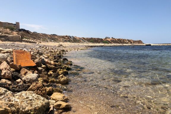 Rocky Shoreline at Gargaresh Beach Gargaresh Beach is known for its beautiful sunset views over the Mediterranean