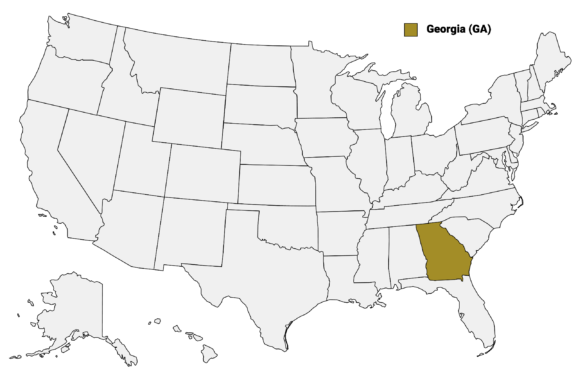 The State of Georgia highlighted on the US map.