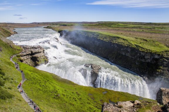 Gullfoss (the Golden Falls), located in a canyon of the Hvítá river