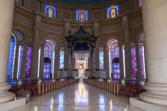 Interior of the catholic basilica of our lady of peace