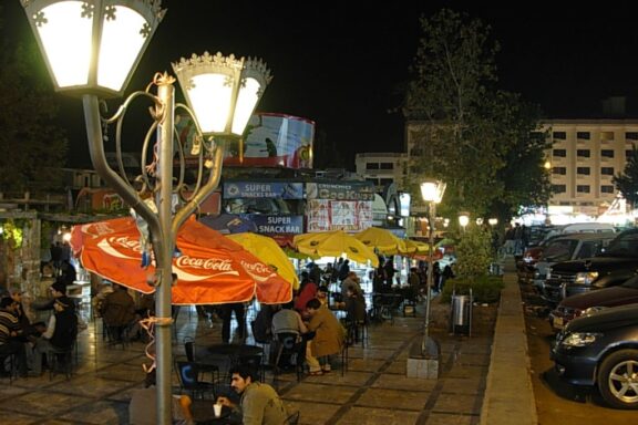 Locals socialize in the Jinnah Super Market area