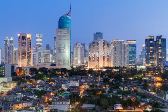 Skyline of Jakarta at dawn