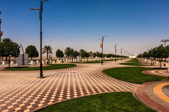 Pathway and Greenery at King Abdullah Park King Abdullah Park, named after King Abdullah bin Abdulaziz Al Saud