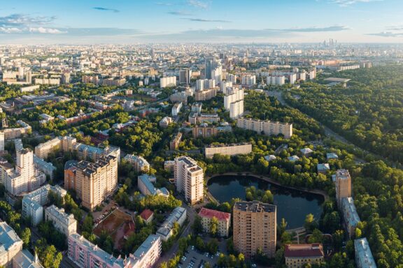 Landscape of Moscow over the Sokolniki District