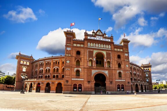 Las Ventas Bullring in Madrid under Blue Sky Las Ventas Bullring, still functioning today with more than 70 festivities throughout the year