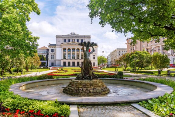 Latvian National Opera in Riga, housed in a historic building that dates back to 1863