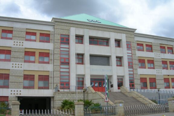Exterior View of Lesotho National Library Building Lesotho National Library, established in 1911 during the colonial period