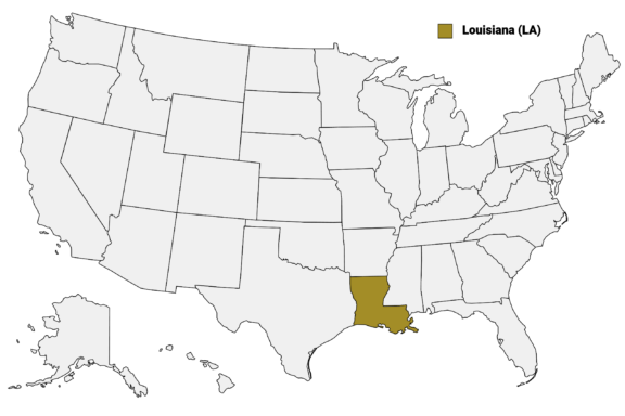 Louisiana highlighted on the US map.