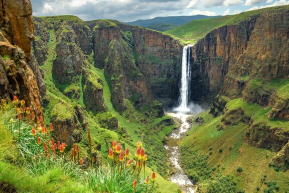 Maletsunyane Falls in Lush Green Canyon Maletsunyane Falls, one of the highest single-drop waterfalls