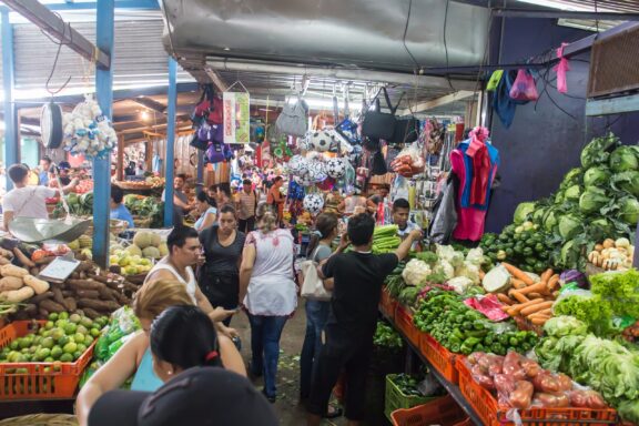 Busy of daily life within the vibrant market in Managua