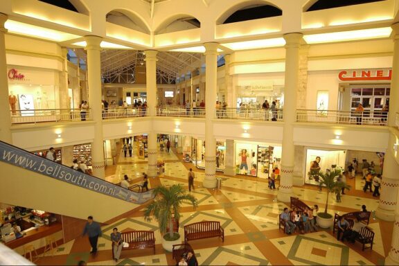 Interior of a Multi-Level Shopping Mall Interior of Metrocentro in Managua