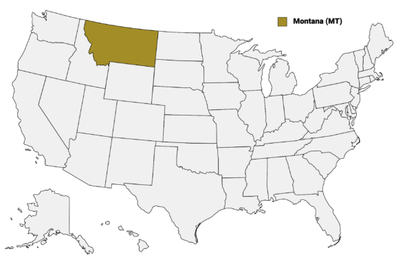 The State of Montana highlighted on the US map.